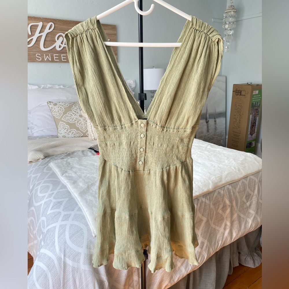 ASOS sage‎ green summer corset style flowy dress size small - Picture 4 of 11